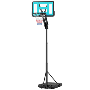 Panier de basketball sur pied hauteur réglable H.146-236 cm lestage roulettes bleu noir