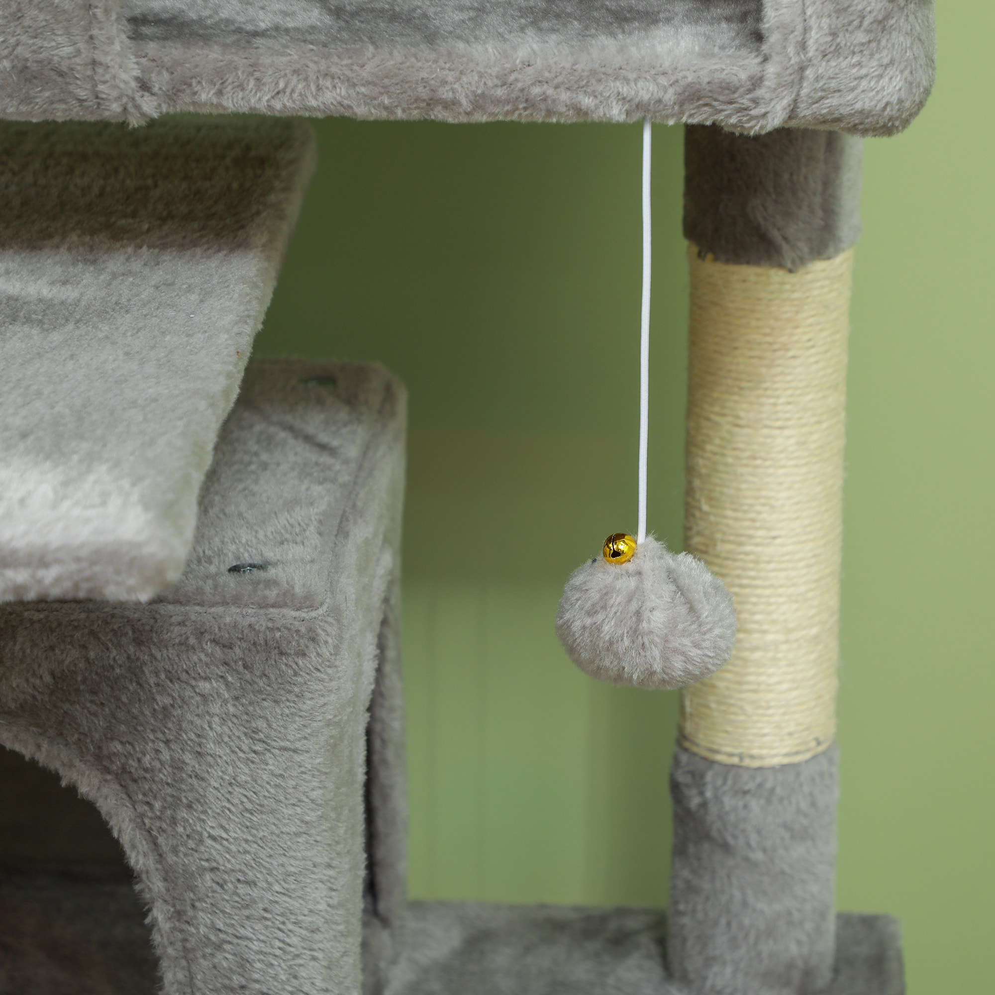Rascador para Gatos Altura 138 cm Árbol para Gatos Torre de Escalada con Postes Rascadores de Sisal Plataformas Cuevas Bolas Colgantes y Hamacas Gris Claro