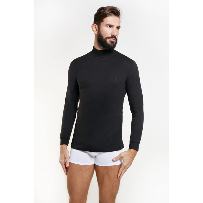 3 Maglie Lupetto Uomo Caldo Cotone Nottingham, Art. NOTLPUDI Nero