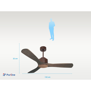 Ventilateur de plafond ø132 cm avec Wifi Réversible Hypersilence 40   W brun