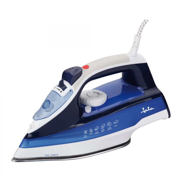 Plancha de vapor JATA PL618 con suela de acero inoxidable. Autolimpieza. 2600 W
