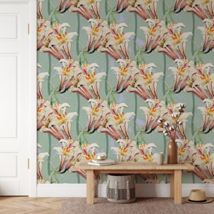 Carta da Parati Gigli Rosa in stile Art Nouveau