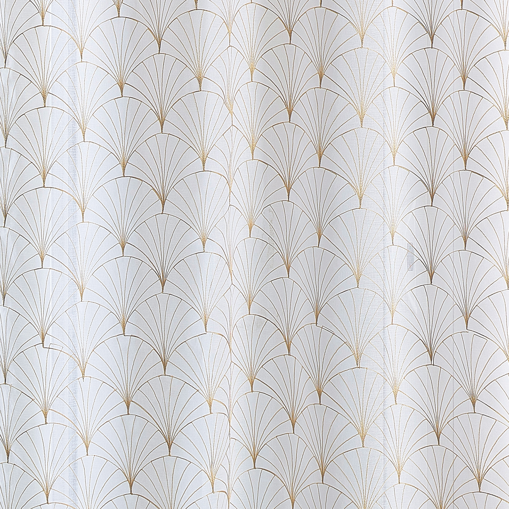 Paire de petits voilages brodés au style art déco - Beige