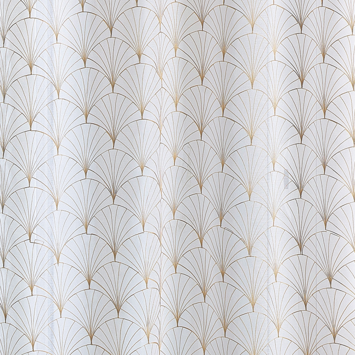 Paire de petits voilages brodés au style art déco - Beige