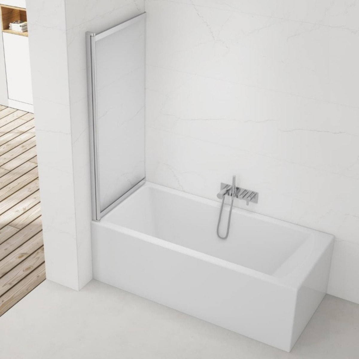 Swiss Aqua Technologies Vision 140x120 cm pare-baignoire coulissant en verre, traitement Easy Clean, chrome (SATVZVI120CRT)