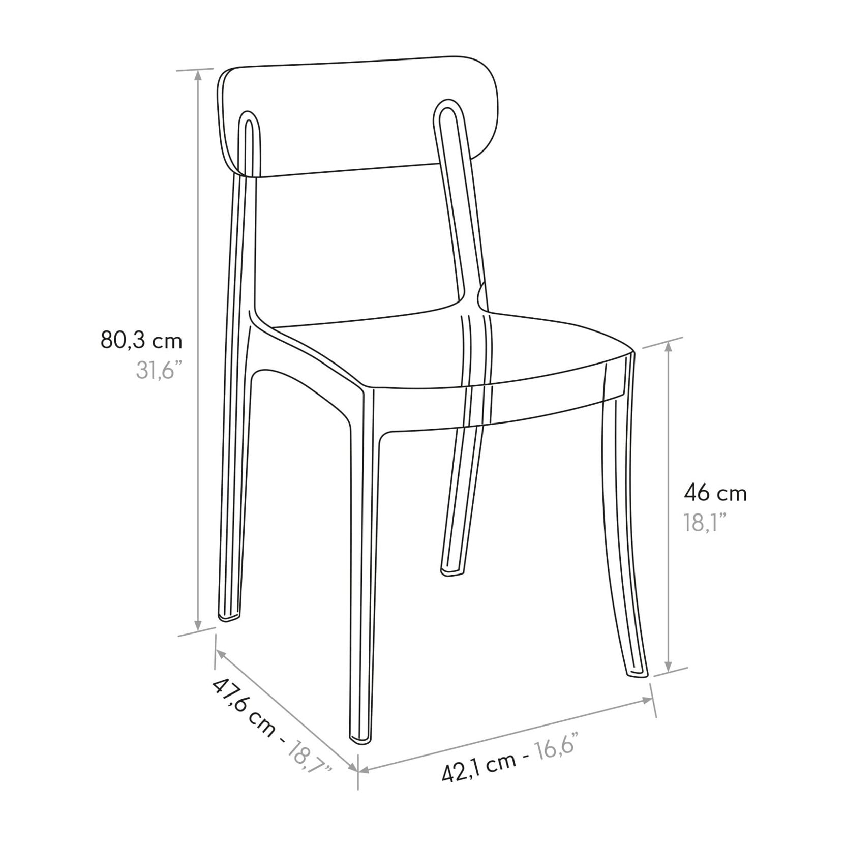 Set di 4 sedie GHENT in polipropilene trasparenti, impilabili