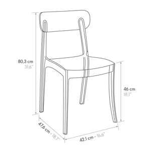 Set di 4 sedie GHENT in polipropilene trasparenti, impilabili