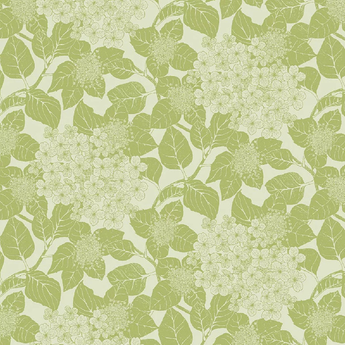 Serviette pur coton motif jacquard vert Mille hortensias vert