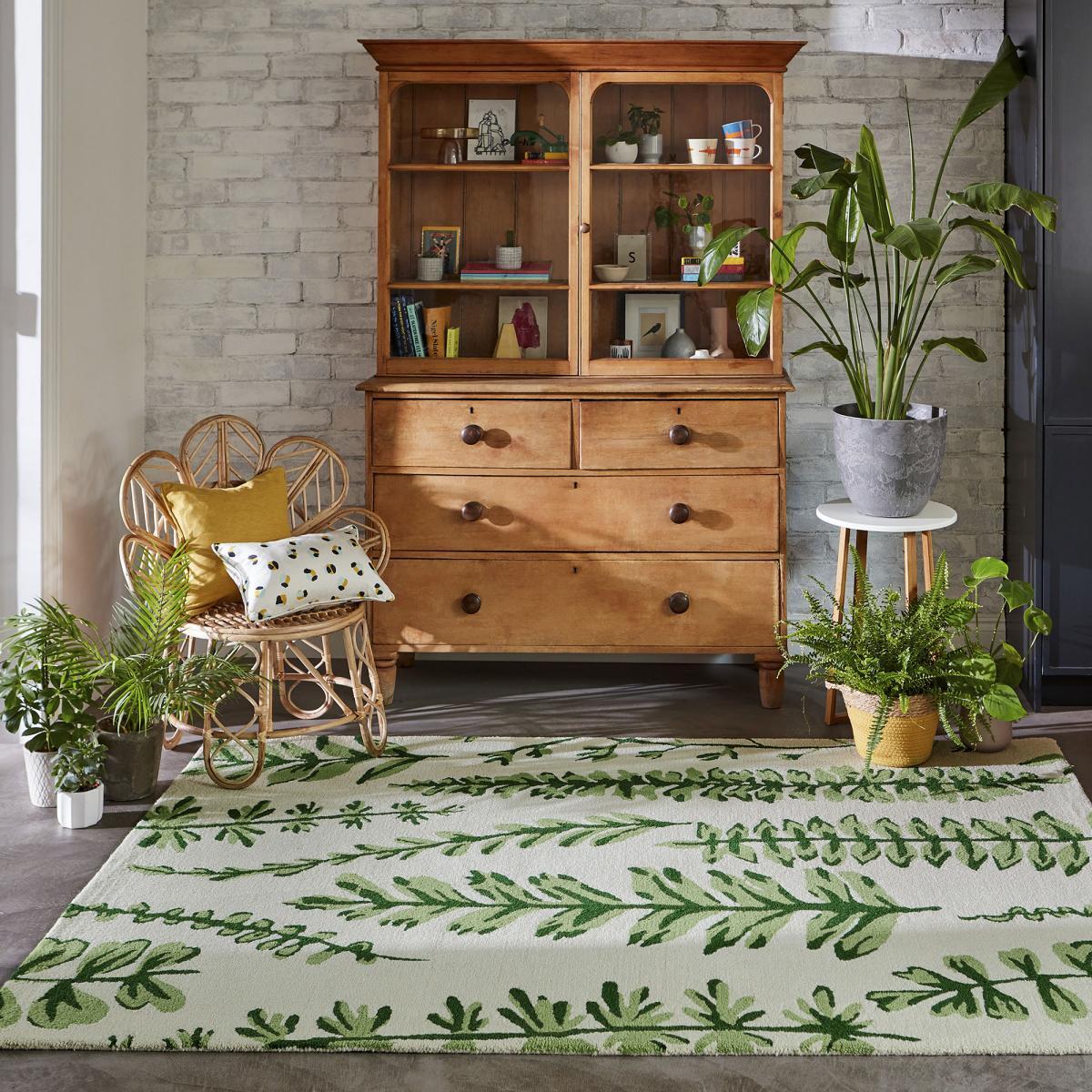 Tapis salon et chambre fait à la main en laine motif floral CEBI