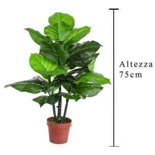 Pothos In Vaso Con 22 Foglie. Altezza 75 Cm - Pezzi 1 - 50X75X50cm - Colore: Verde - Bianchi Dino - Piante Artificiali