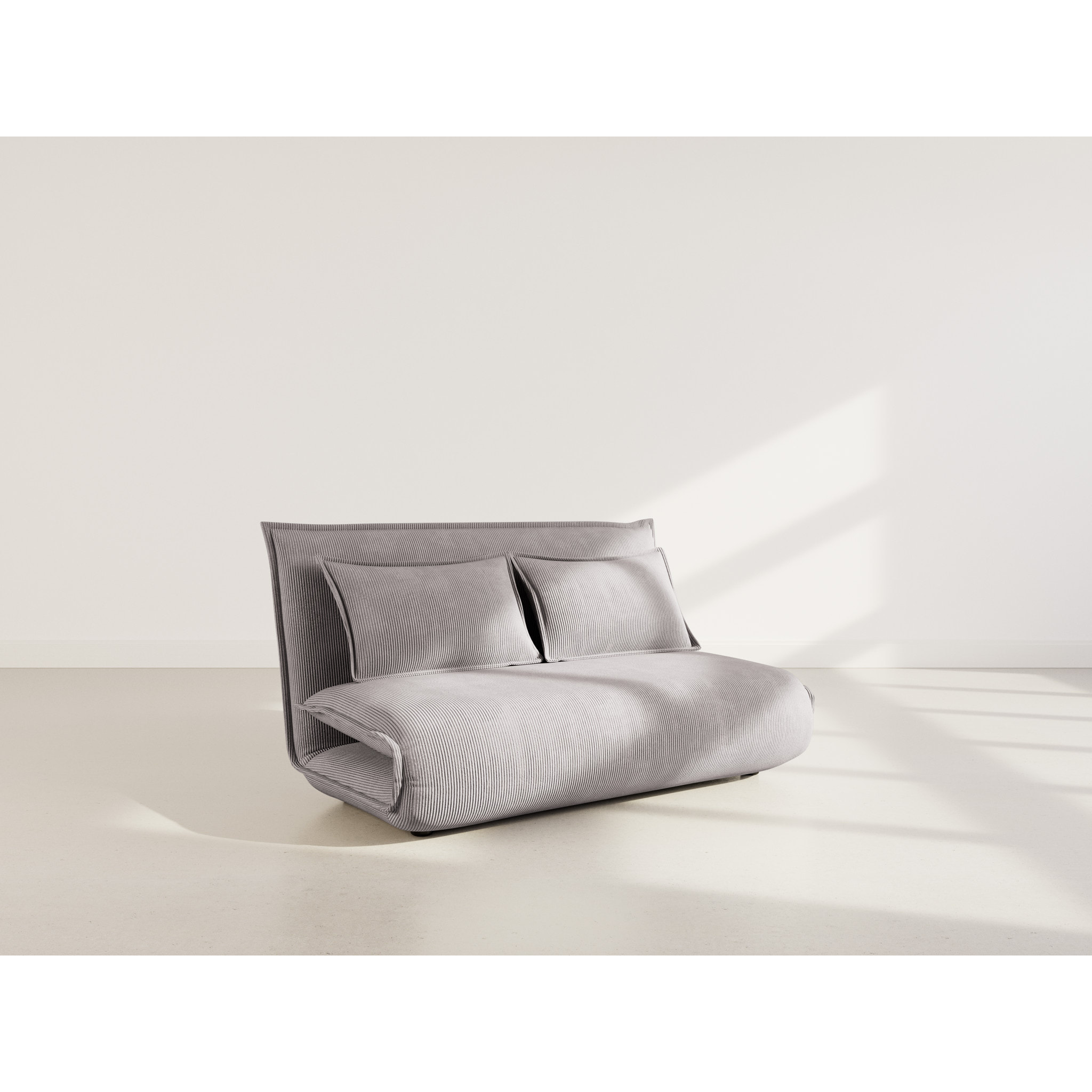 Candice - Banquette 2 places convertible clic-clac en velours côtelé - Gris clair