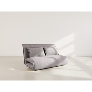 Candice - Banquette 2 places convertible clic-clac en velours côtelé - Gris clair