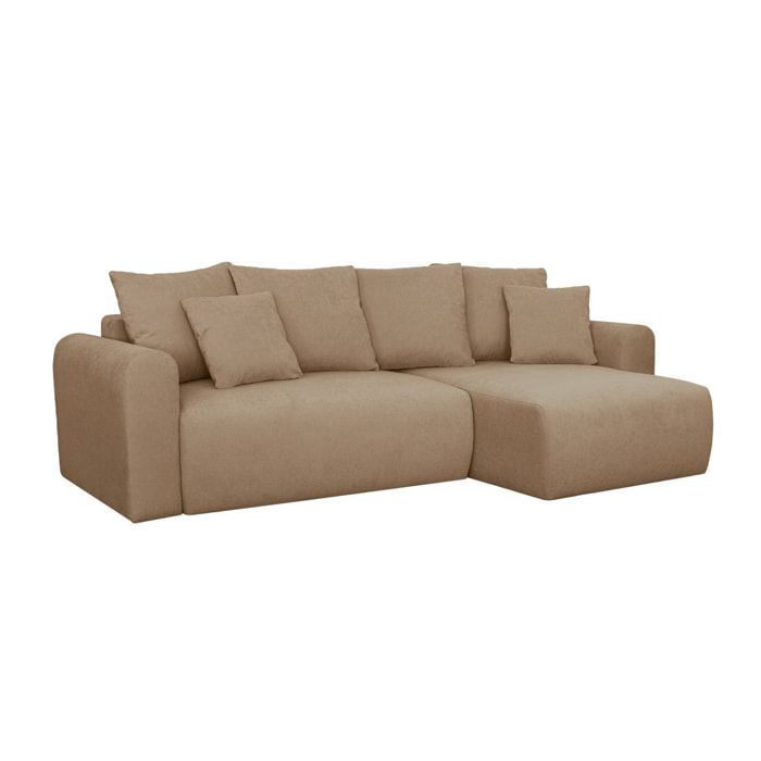 Canapé d'angle convertible réversible 3 places tissu chenille avec coffre ALMO