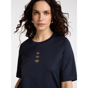 Elena Mirò - Camiseta de algodón con libélulas - Azul