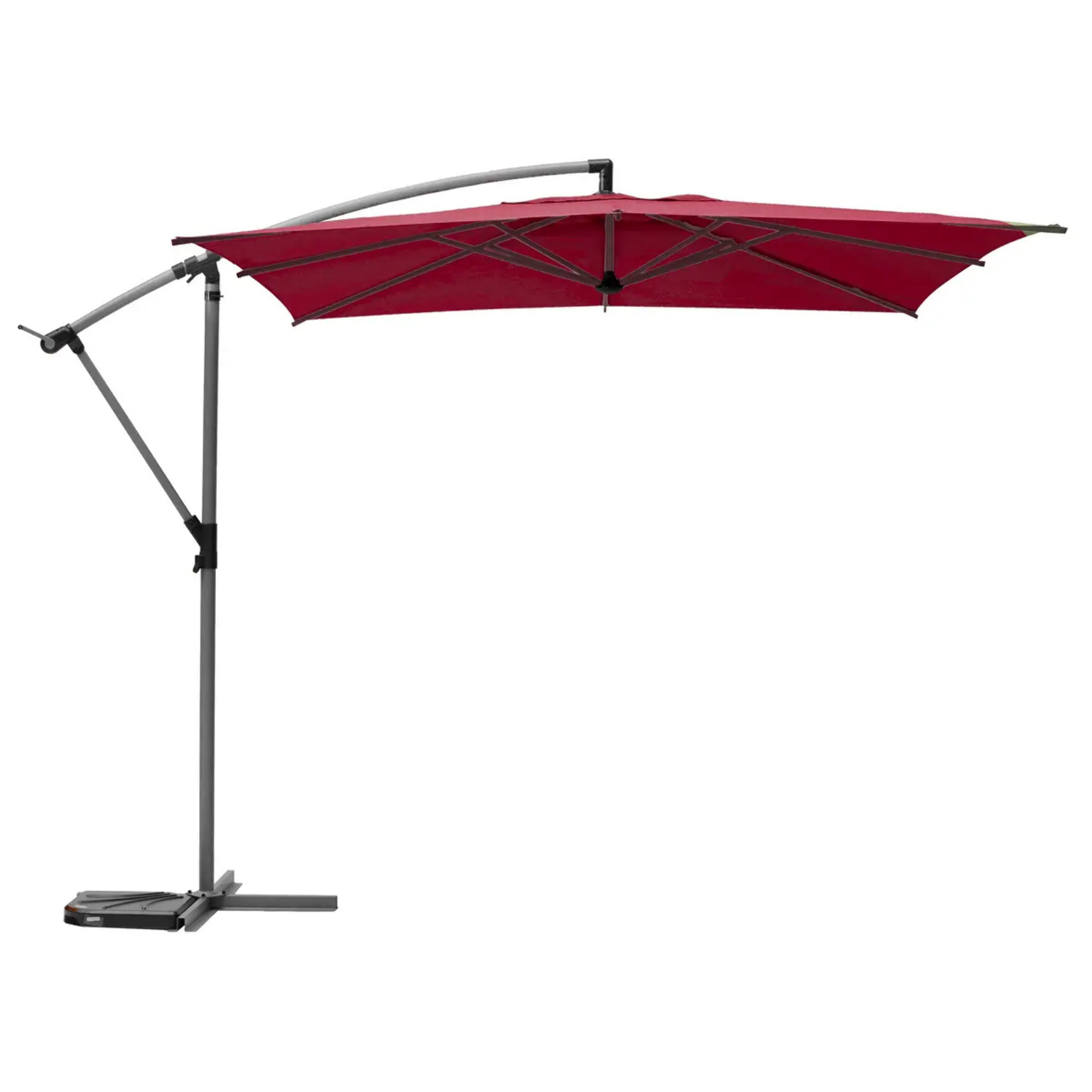 Parasol déporté carré "Manoa" bordeaux D2,5x2,5m en acier