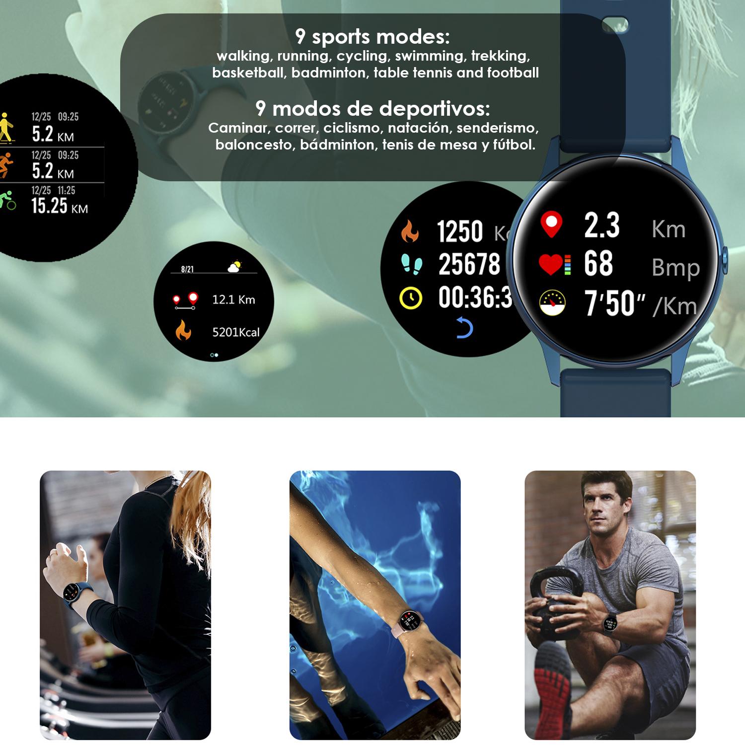 Schermo circolare smartwatch DT88, con cardiofrequenzimetro, altitudine, pressione, radiazioni UV e modalità multisport