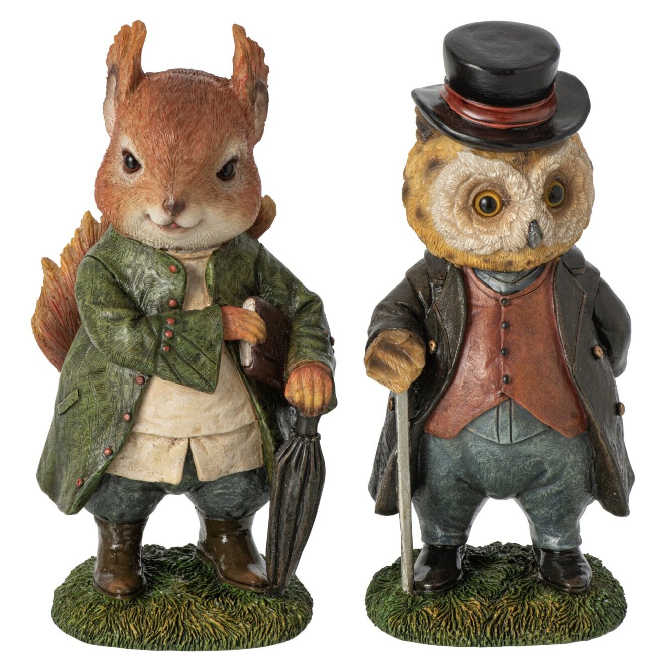 J-Line Écureuil hibou et costume - polyrésine - multi - assortiment de 2