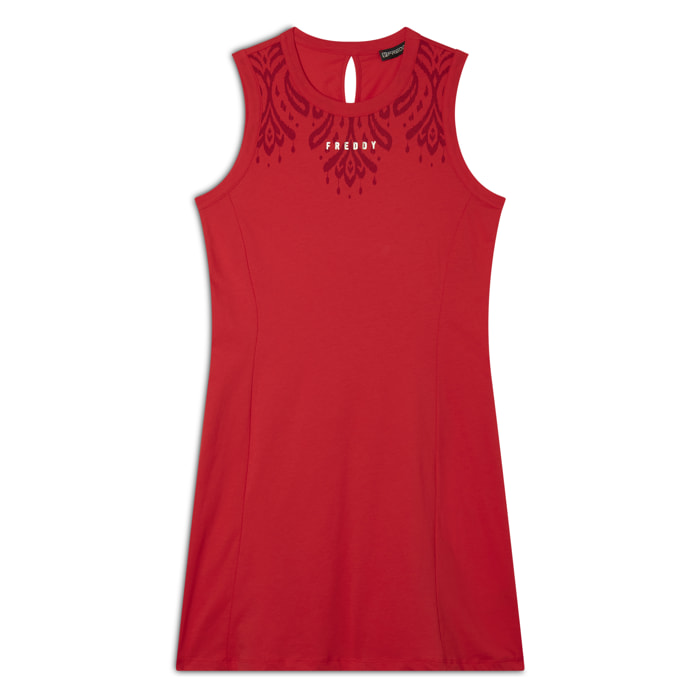 Vestito senza maniche in jersey con dettagli floreali