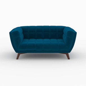 Ensemble canapé et fauteuil en velours bleu 3 places - Mona