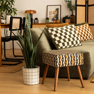 Tabouret d appoint Chiara noir jaune moutarde et blanc