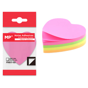 PACK 12 UNITA' NOTE ADESIVE 70 x 70 mm 200 FOGLI CUORE