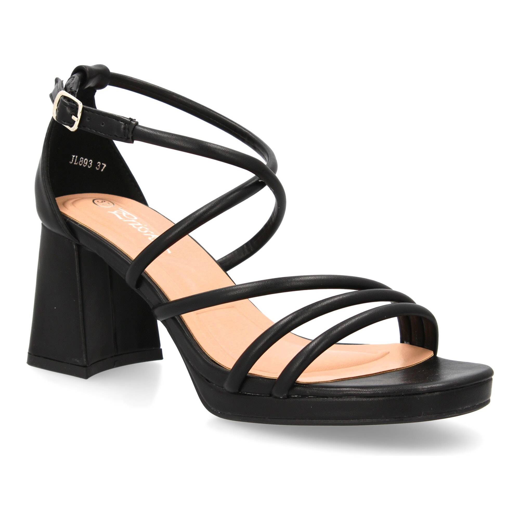 Sandalia de tacón con tiras finas para mujer