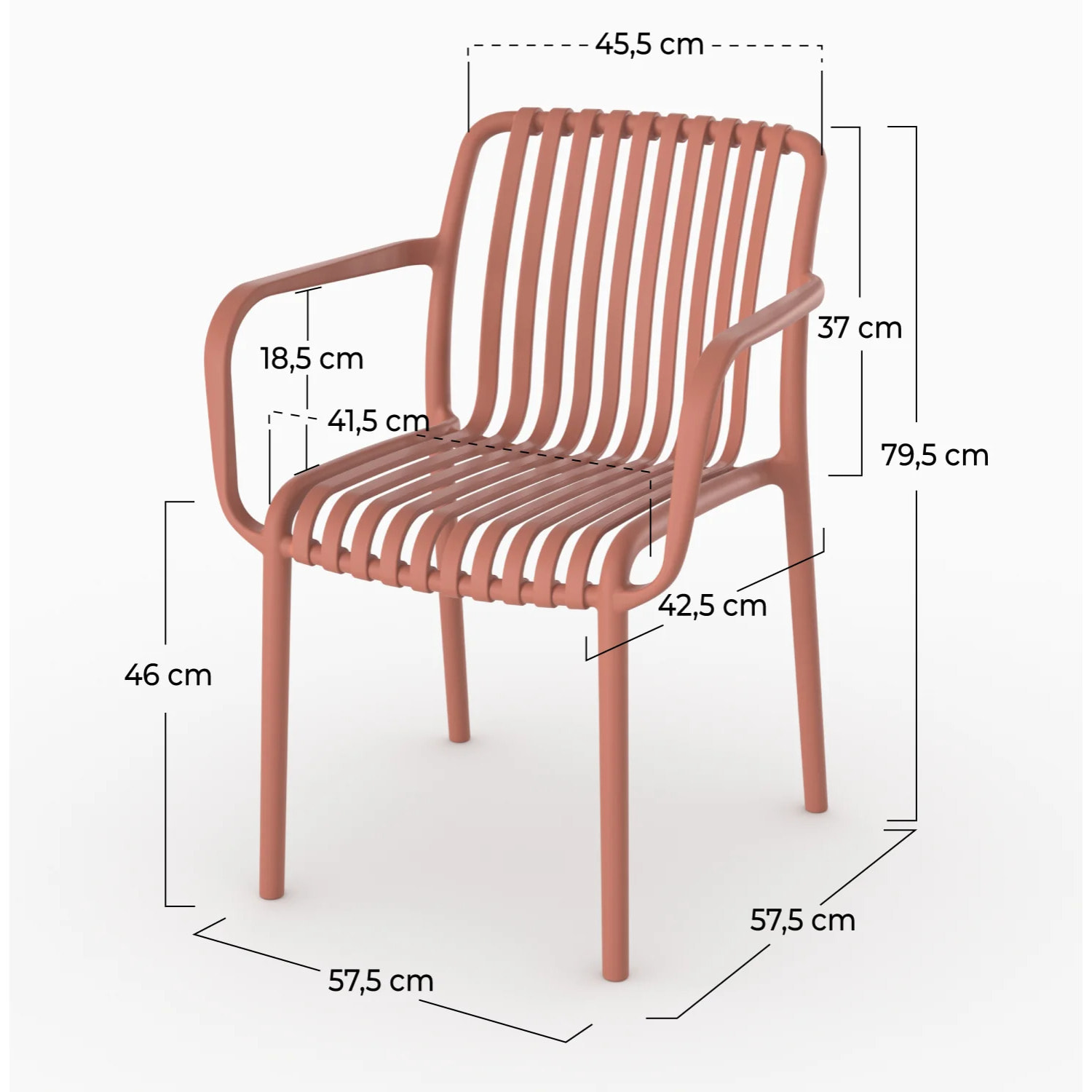 Lot de 2 chaises de jardin empilables en plastique terracotta - Ivy