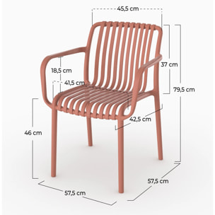 Lot de 2 chaises de jardin empilables en plastique terracotta - Ivy