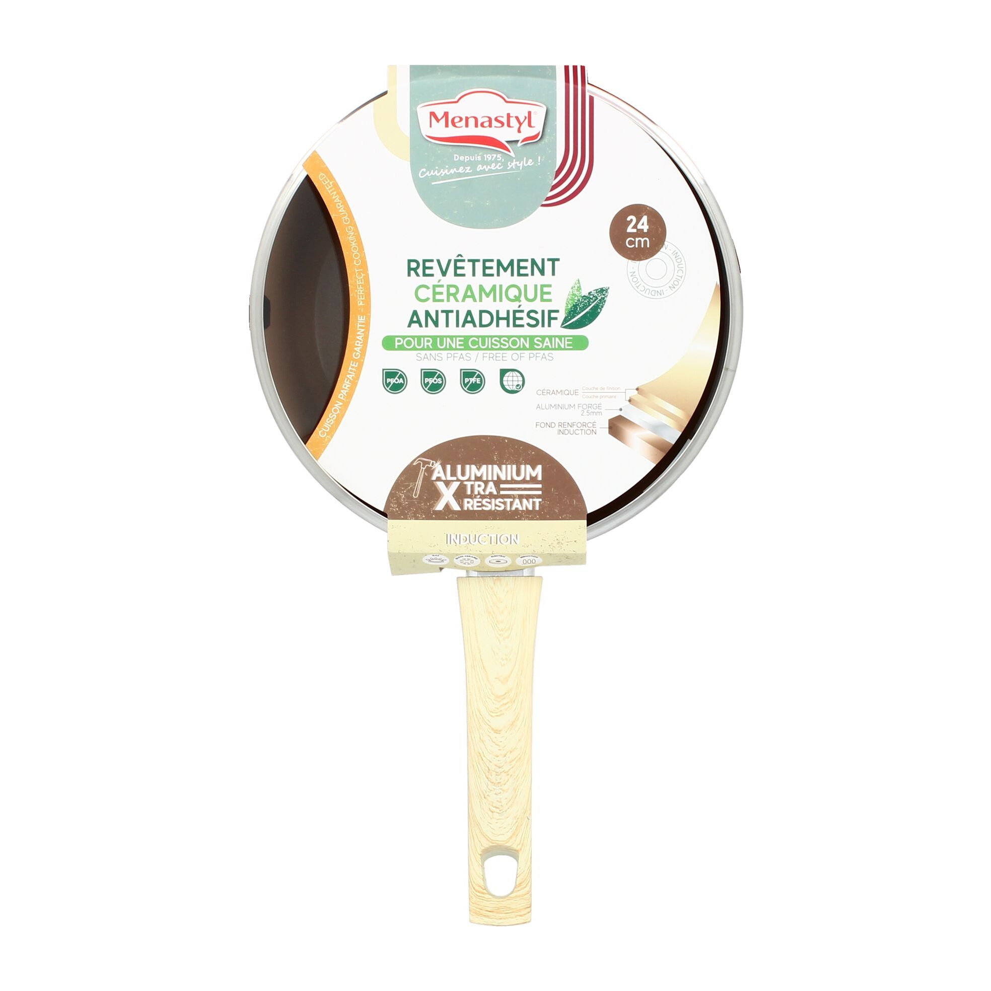 Sauteuse 24cm avec revêtement céramique noisette - tous feux COLORAMA