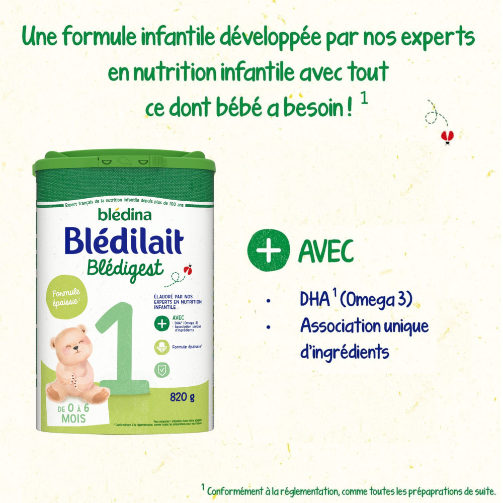 3 Boîtes de Lait en poudre Premium 1 (3x820g) - Blédilait De 0 à 6 Mois