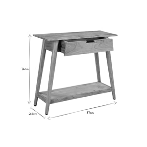 Console naturelle avec tiroir en bois massif L90 cm FRANKLIN