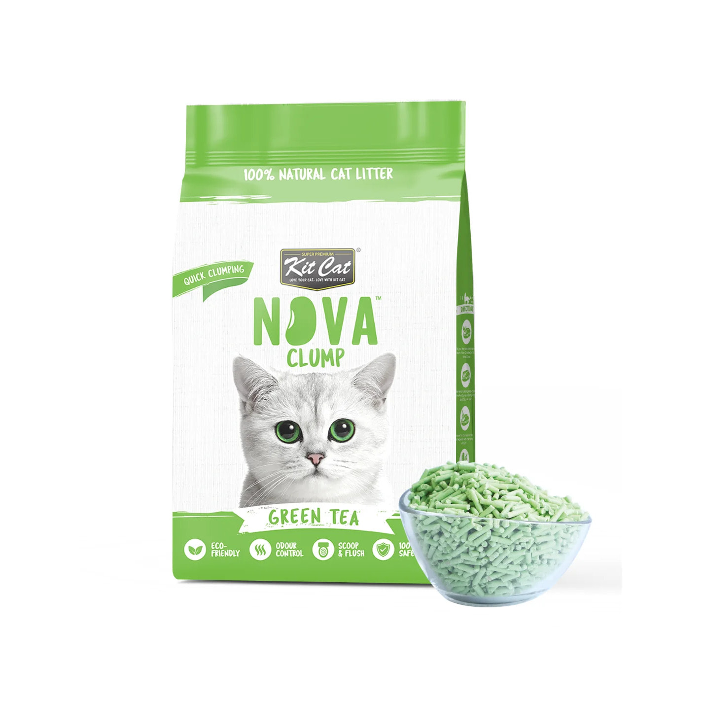Kit Cat Arena Eco Nova - Green Tea 7 L Arena para gatos
