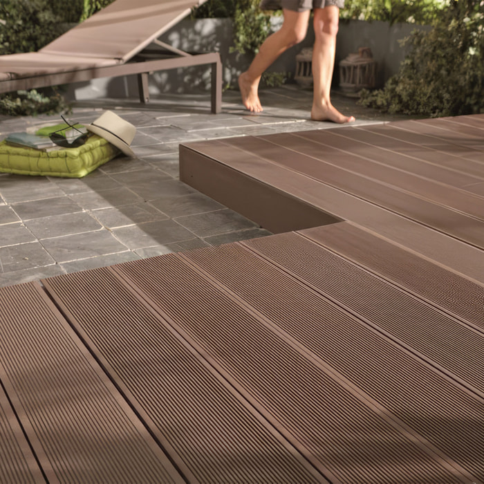 Kaido - Set di 5 Doghe Pavimento da Esterno 150x75 cm per Giardino Patio Terrazza in WPC Teak