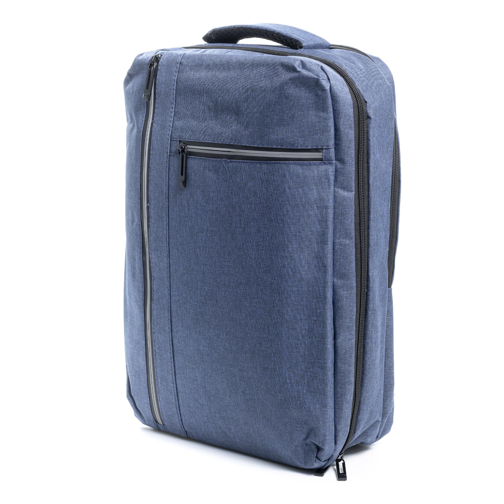 Zaino da cabina multiscomparto, porta laptop 17''. Adattabile a Trolley. Presa USB esterna nascosta.