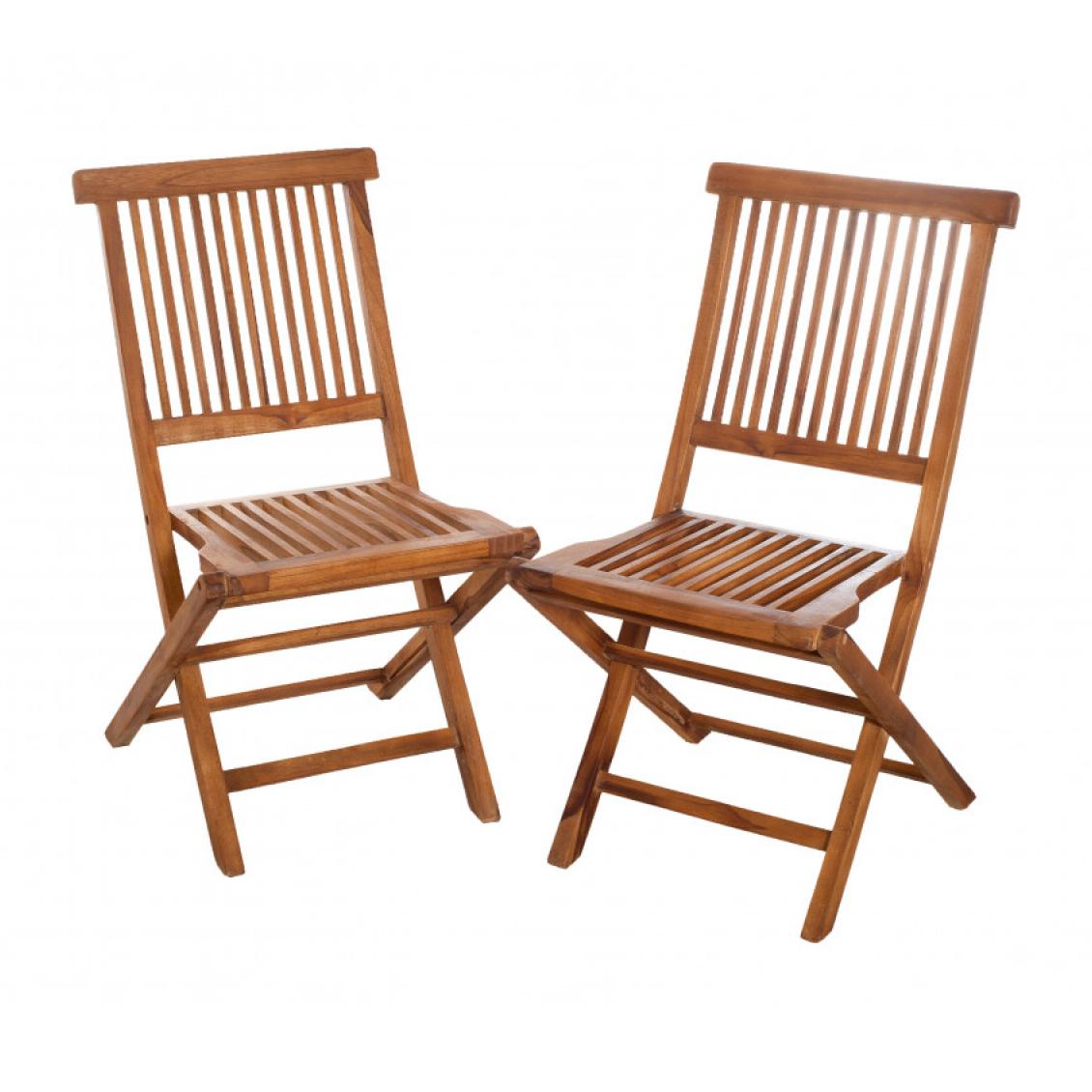HANNA - Ensemble de 2 chaises de jardin Java en bois Teck huilé