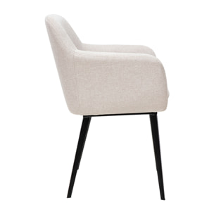 Chaises en tissu effet velours texturé beige et métal noir (lot de 2) AMIKA