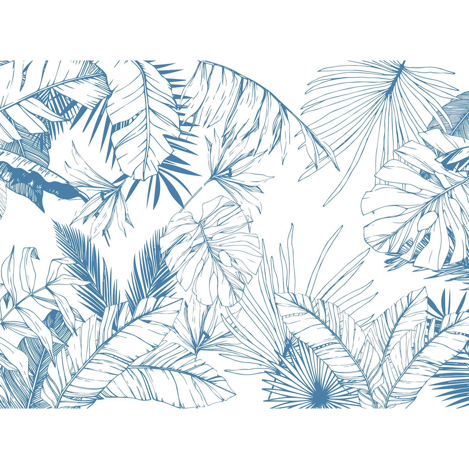 Papier peint feuilles tropicales bleues Intissé