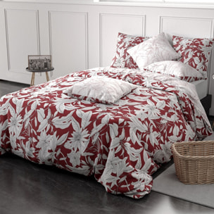 Parure housse de couette imprimé 100% coton - bonheur - rouge
