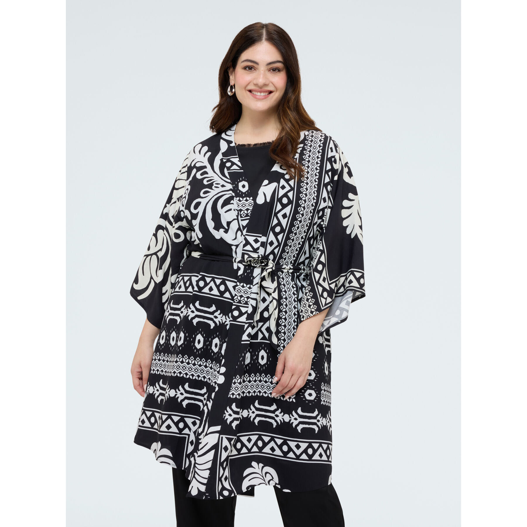 Fiorella Rubino - Caftán con estampado black and white - Negro