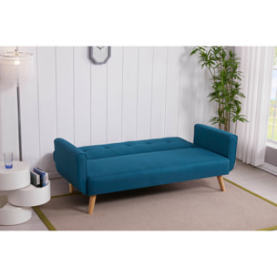 Canapé scandinave convertible 3 places en tissu bleu canard NAKSKOV