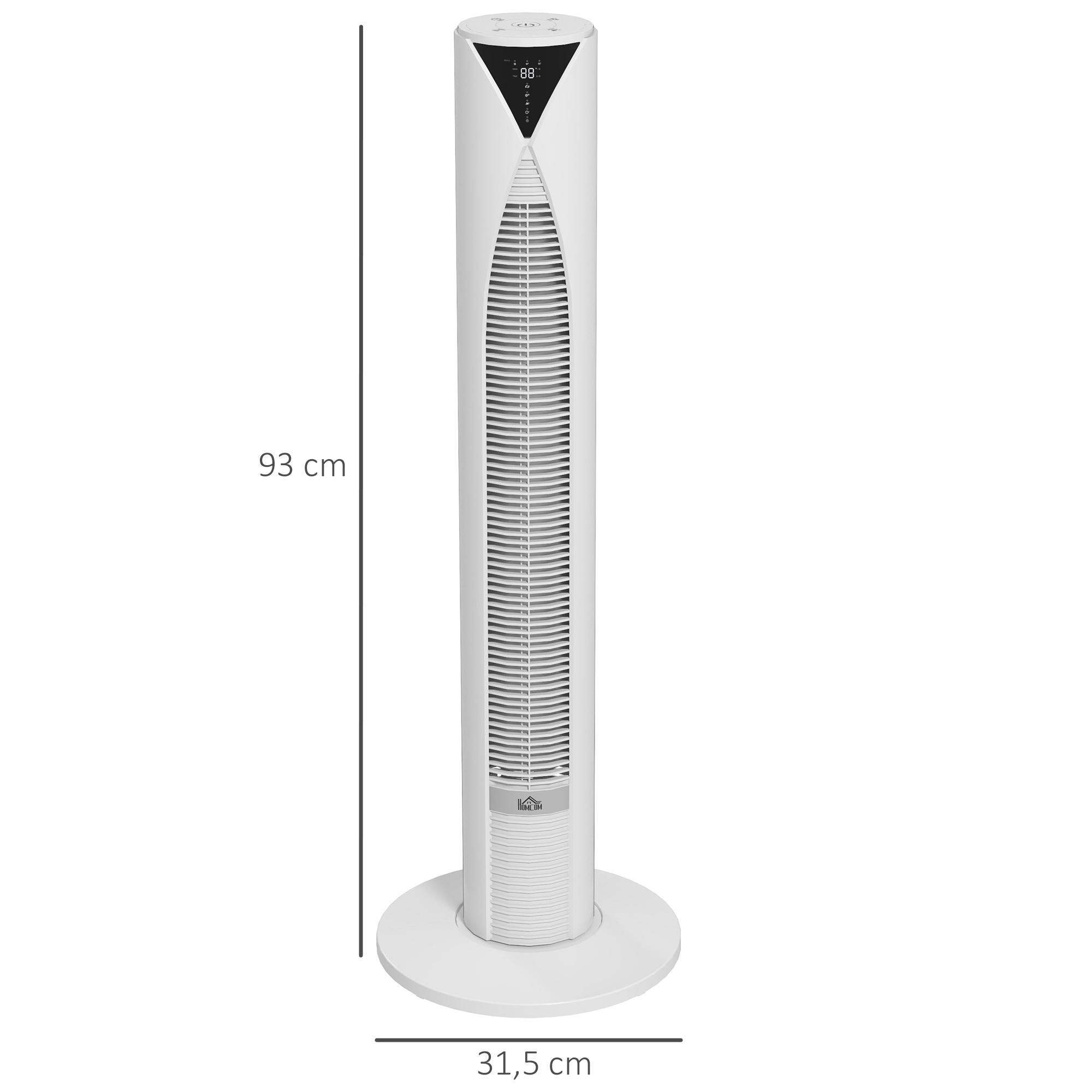 Ventilateur colonne tour oscillant 45 W silencieux télécommande incluse timer 4 modes 3 vitesses filtre blanc