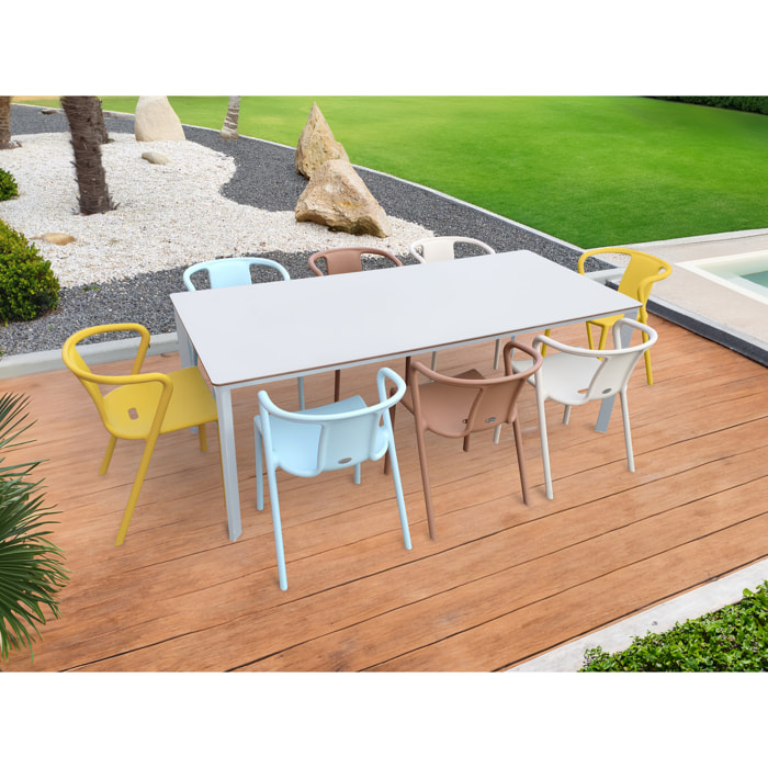 MEET - Ensemble repas de jardin 8 places en aluminium laqué