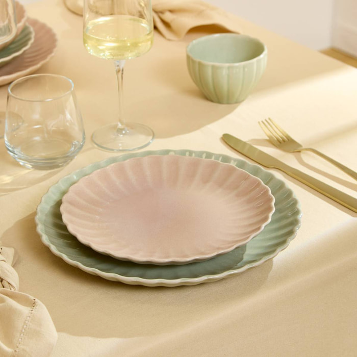Lot de 4 Assiette à dessert Romy ronde D.21cm rose