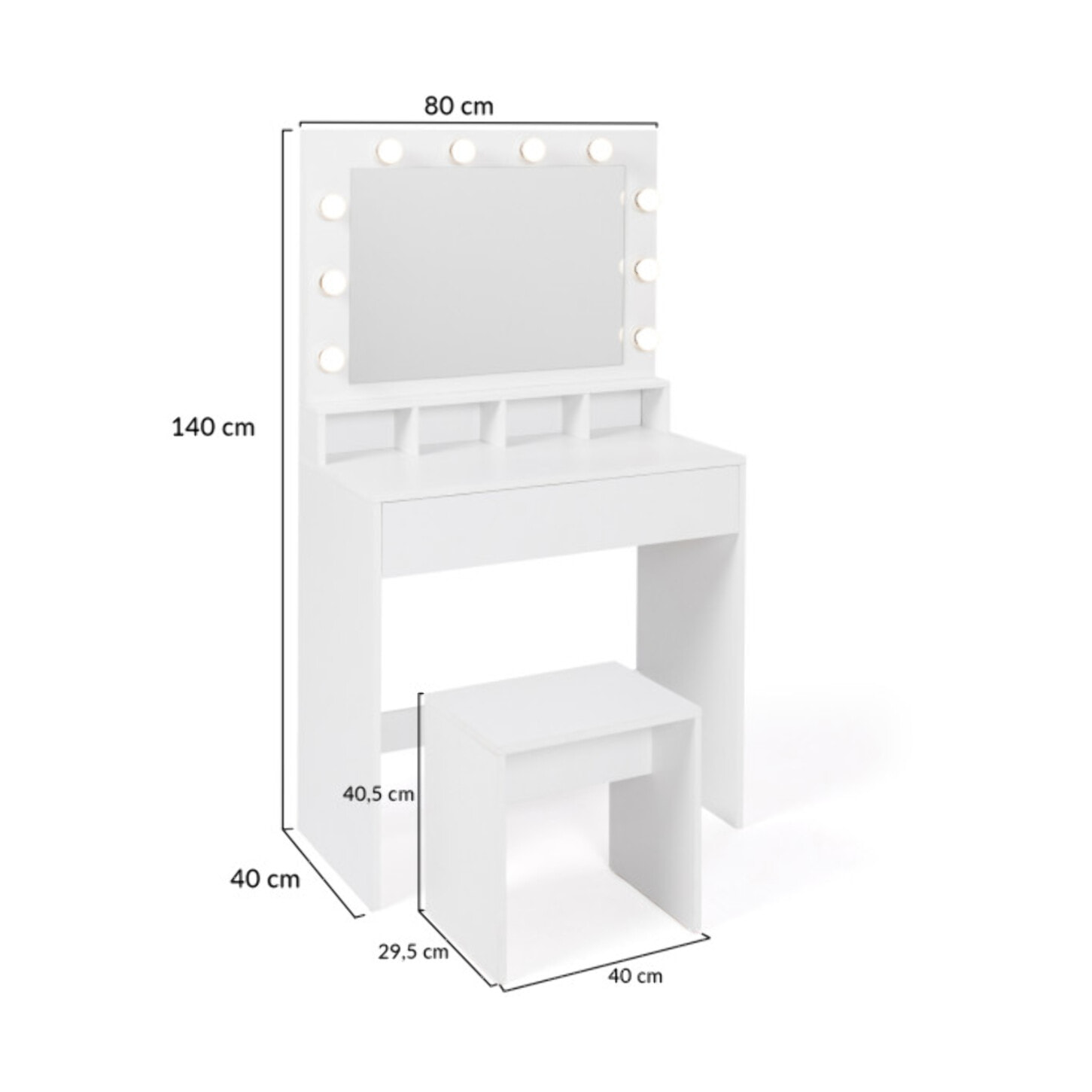 Coiffeuse Zita avec niches LED