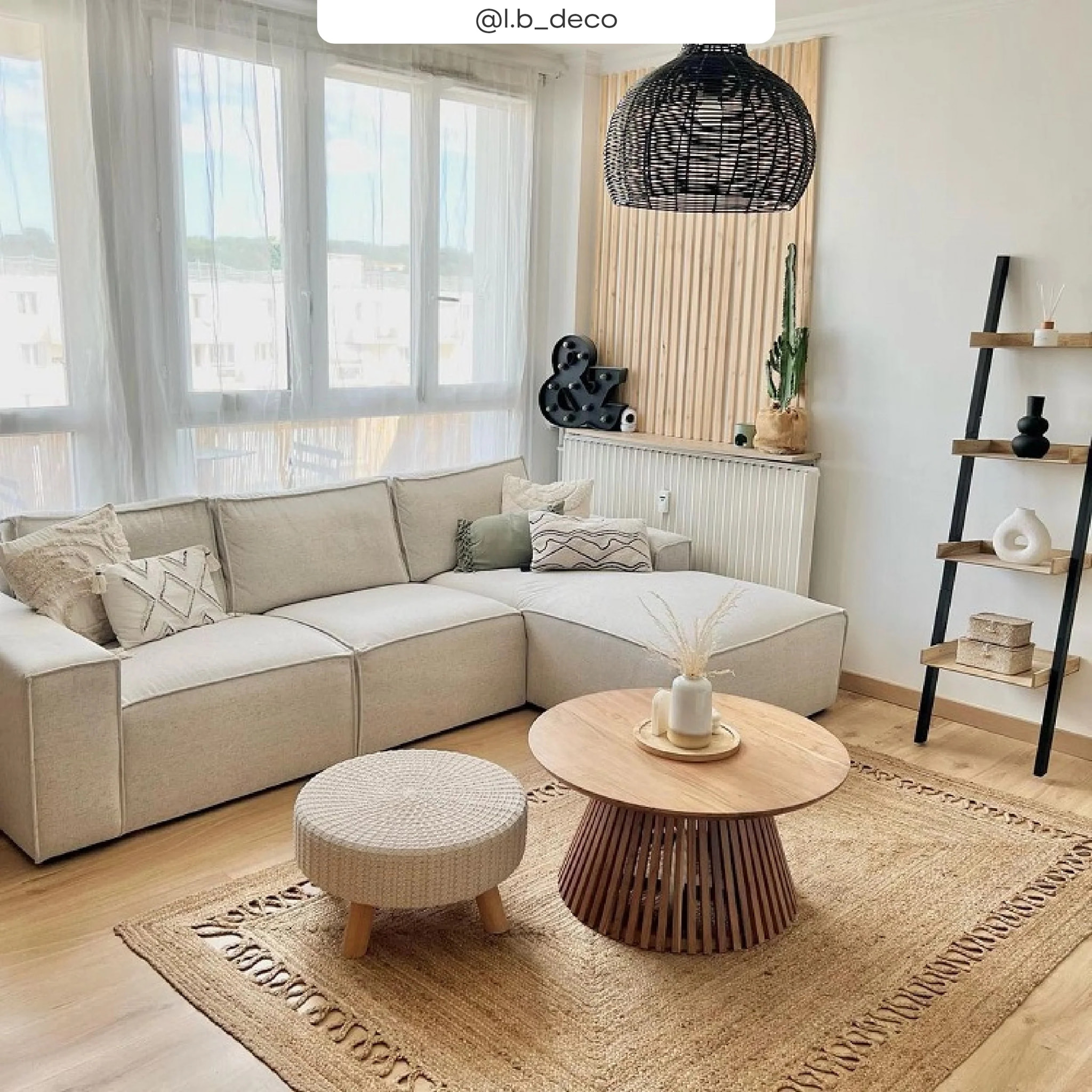 Table basse ronde en bois clair d'acacia D80 cm - Képès