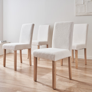 Chaise bois d'hévéa et bouclette (lot de 4) RITA