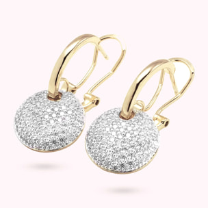 Orecchini Pendenti Golden con Tondo Pavé in Cubic Zirconia