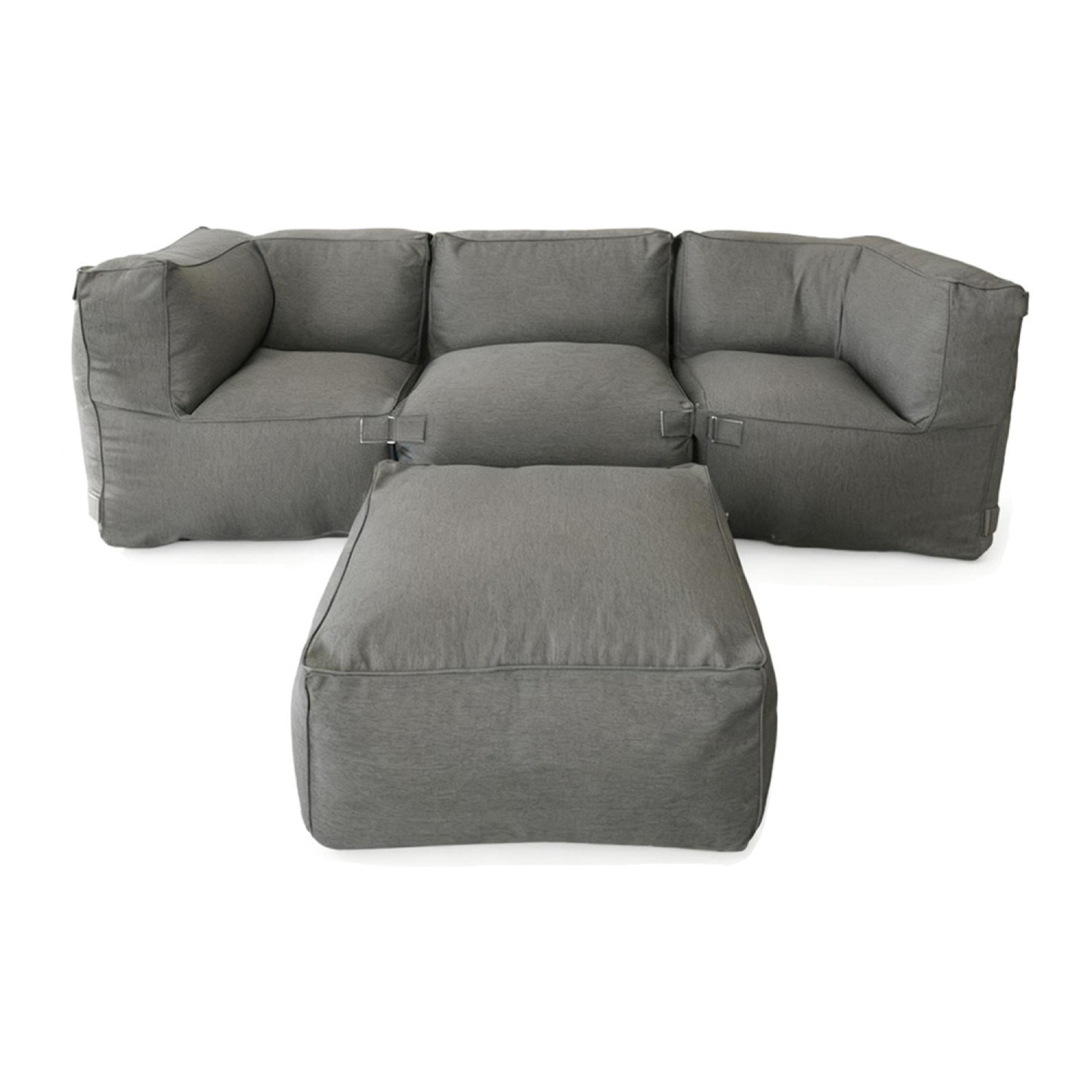 VERONE Salon de jardin modulable 4 places gris en tissu déperlant