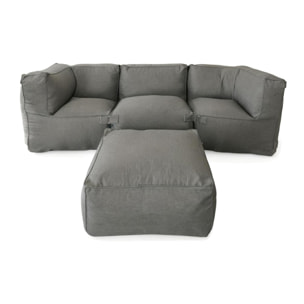 VERONE Salon de jardin modulable 4 places gris en tissu déperlant