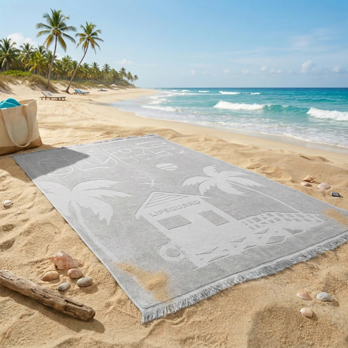 Serviette de plage éponge velours Jacquard ciselée - Goldrock - 140x180cm - 340g/m²